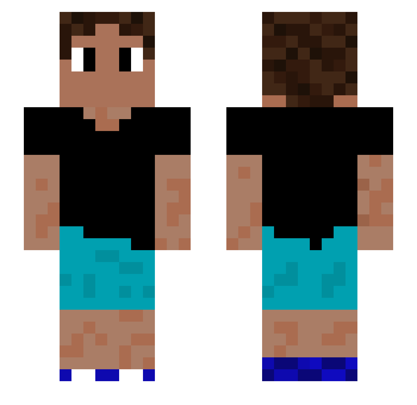 Ryhtles Minecraft skin, front and back view