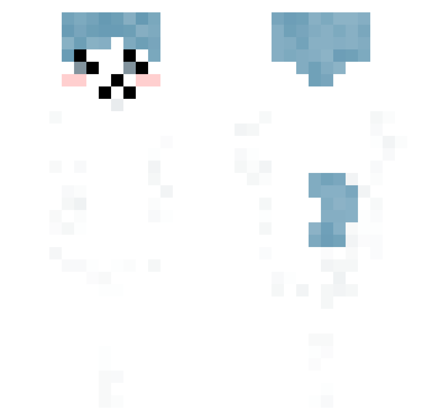 okuqi Minecraft skin, front and back view