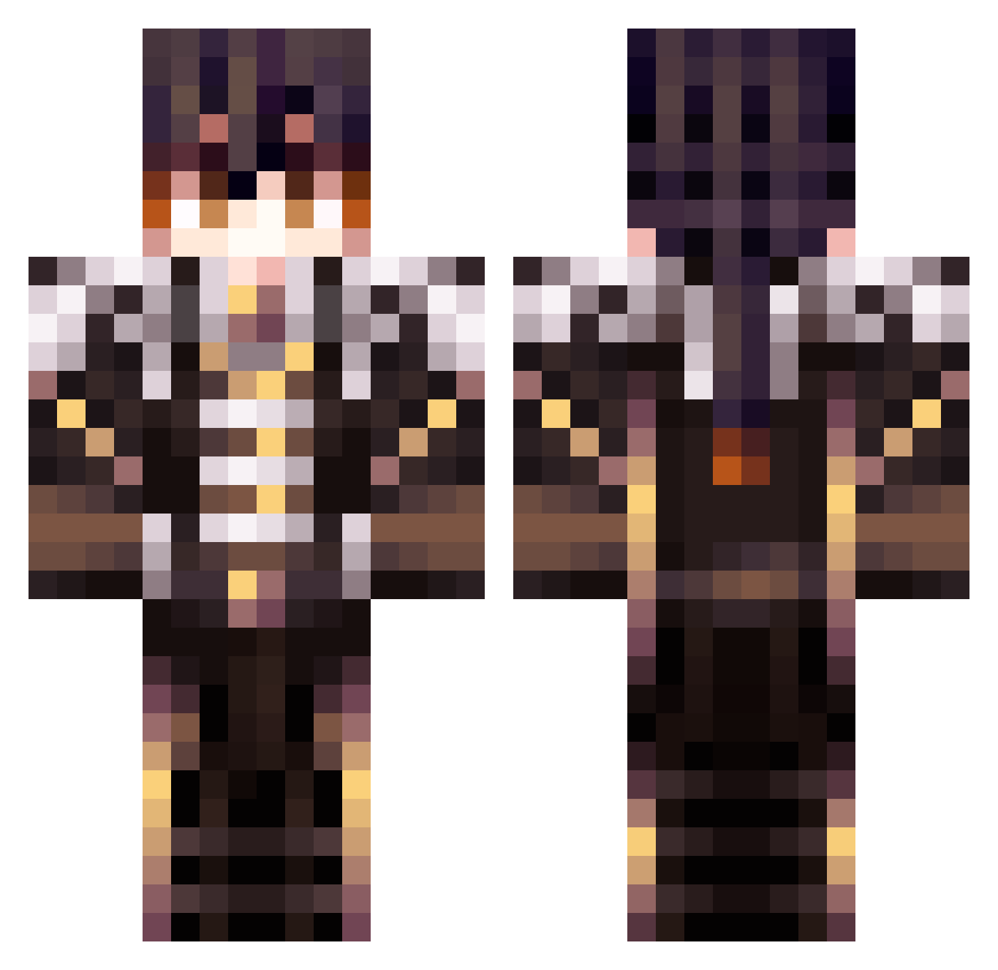 iiShadow_ Minecraft skin, front and back view