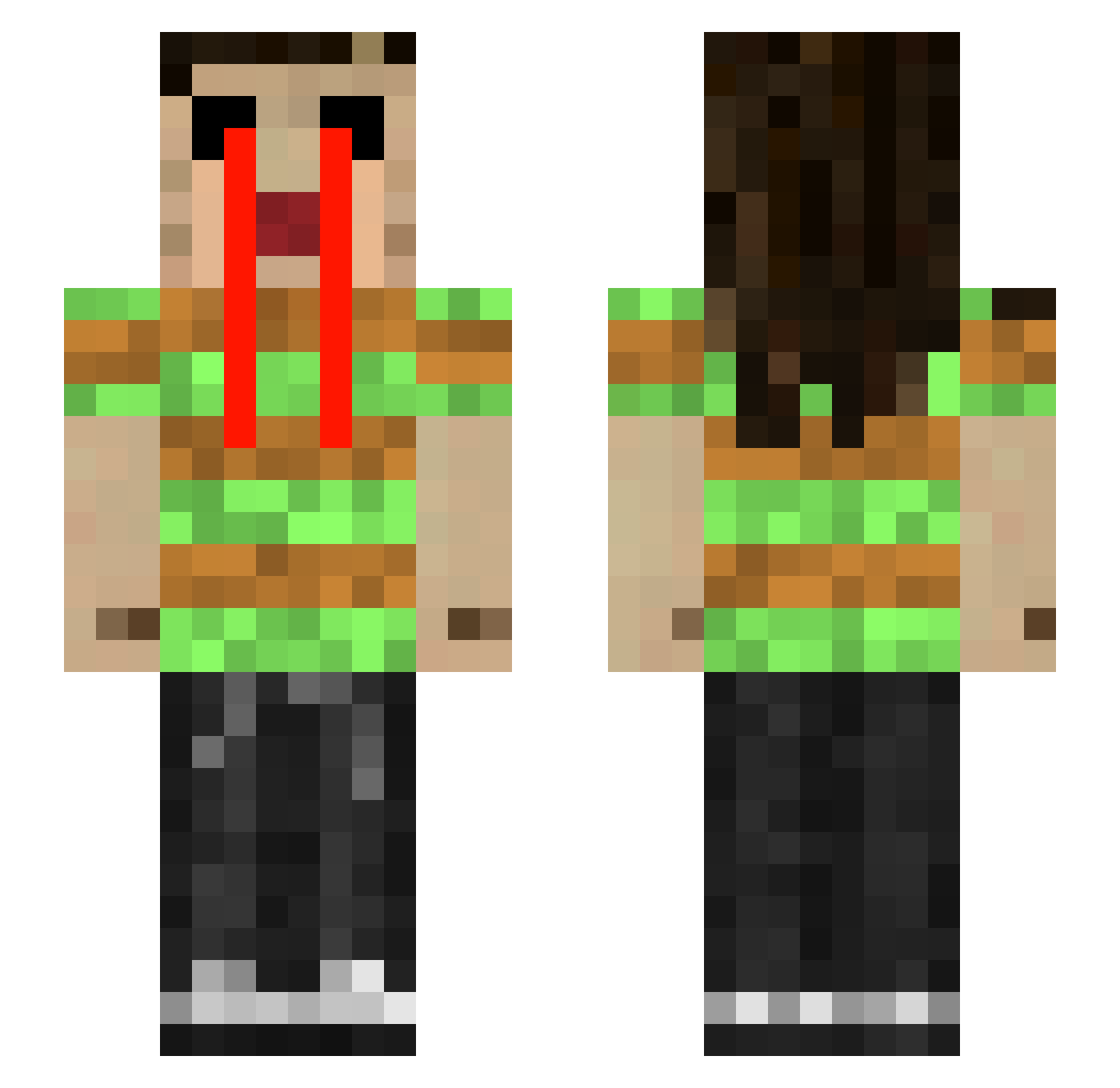 deanothebeano Minecraft skin, front and back view