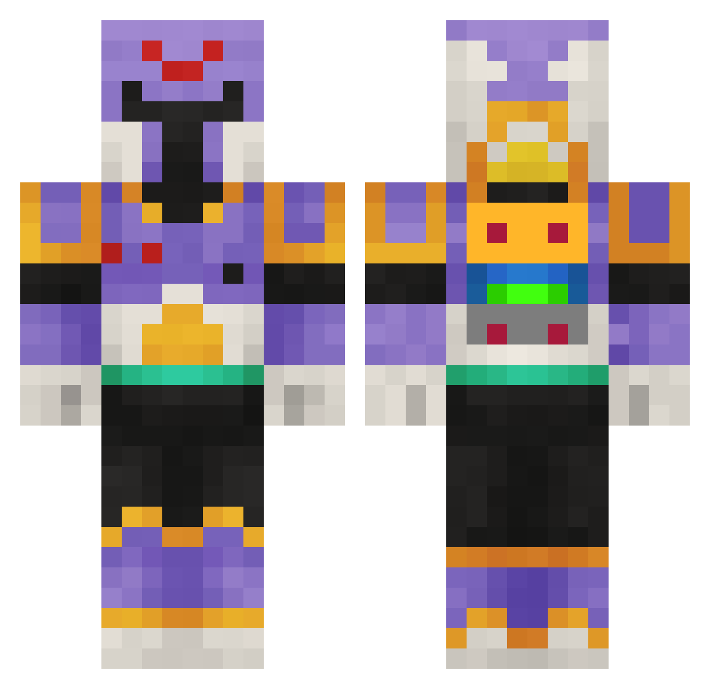 Goudy Minecraft skin, front and back view