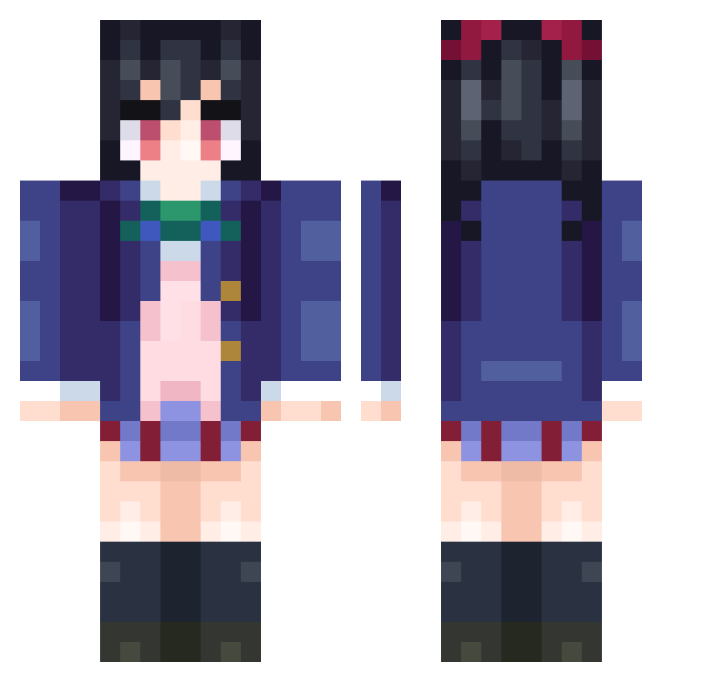 TrebleSlur Minecraft skin, front and back view