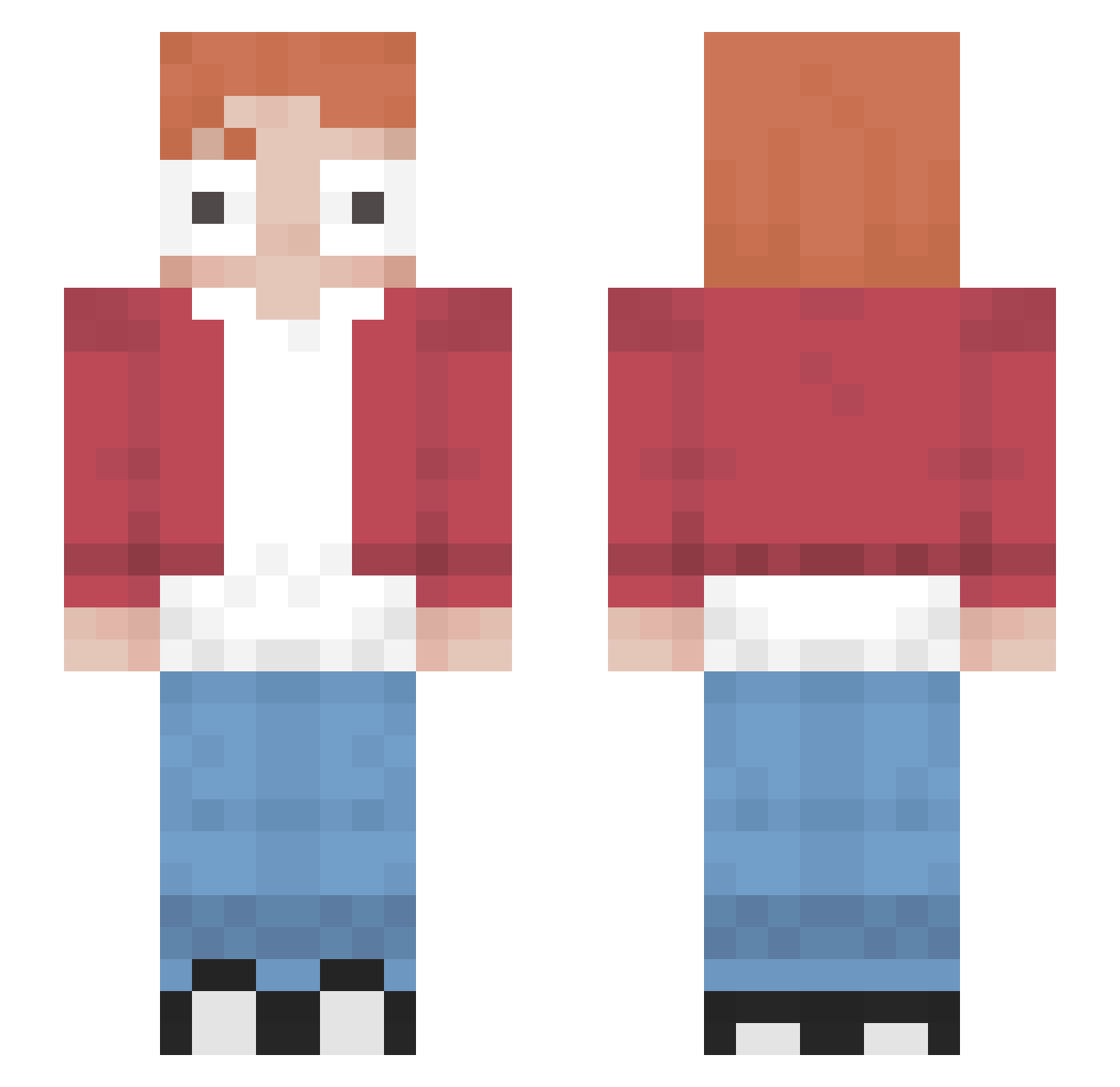nuvc Minecraft skin, front and back view