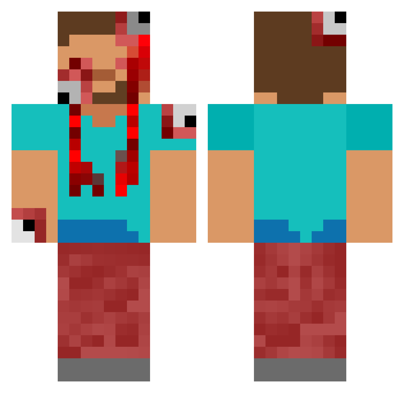 MuffinizedFat Minecraft skin, front and back view