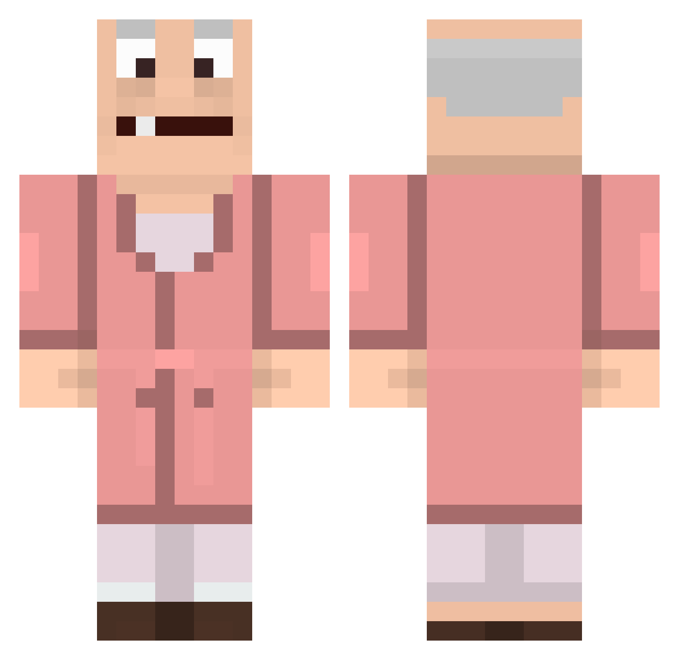 Pursions Minecraft skin, front and back view