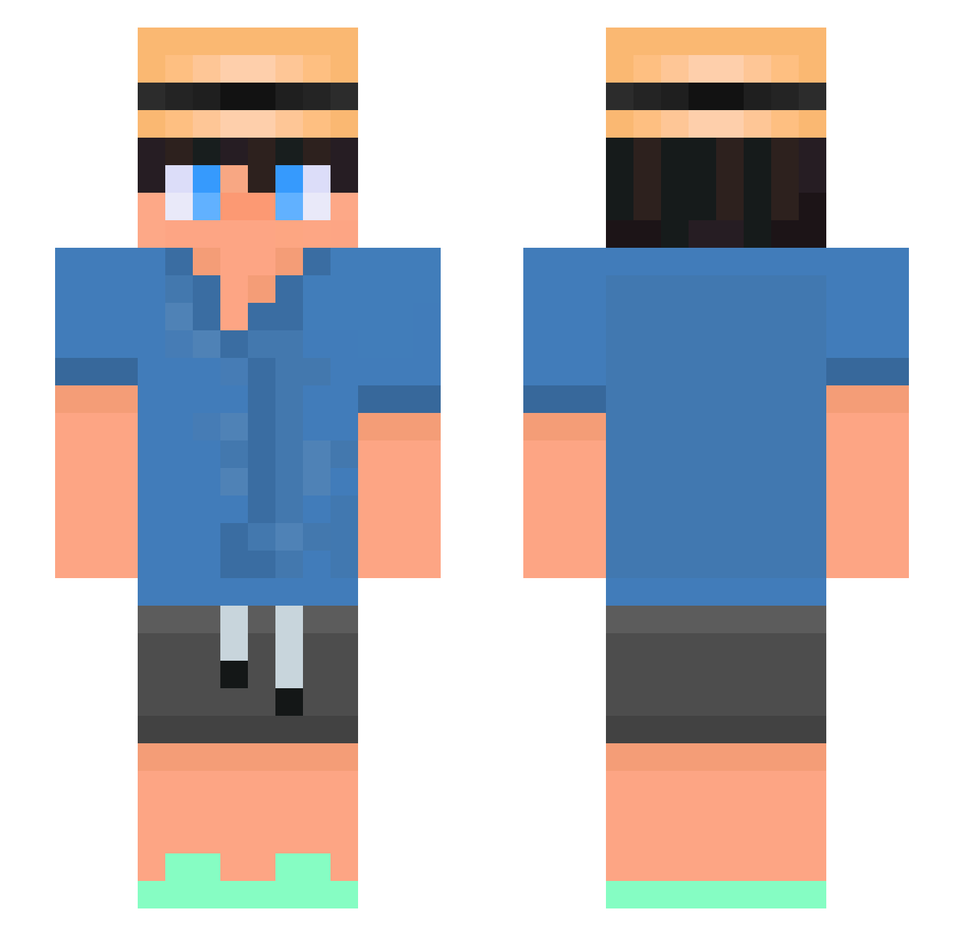 Levm0 Minecraft skin, front and back view