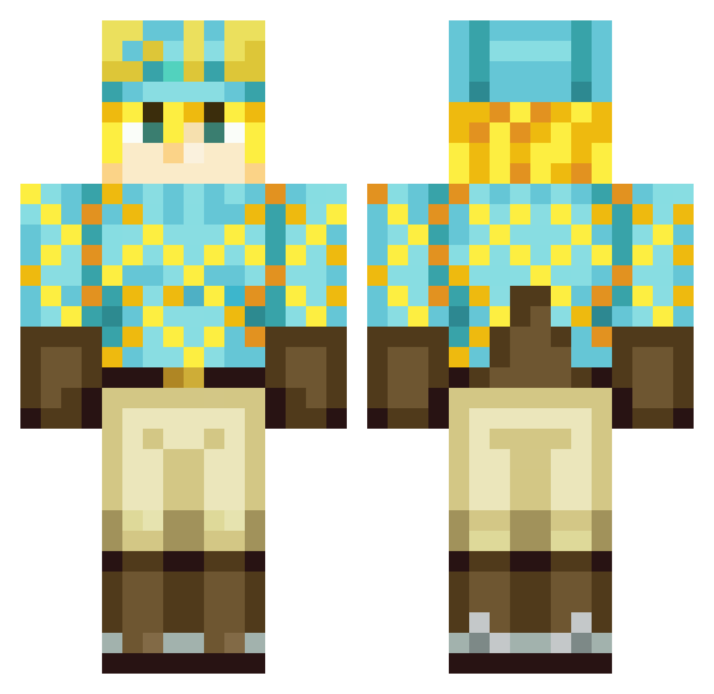 Acalou Minecraft skin, front and back view