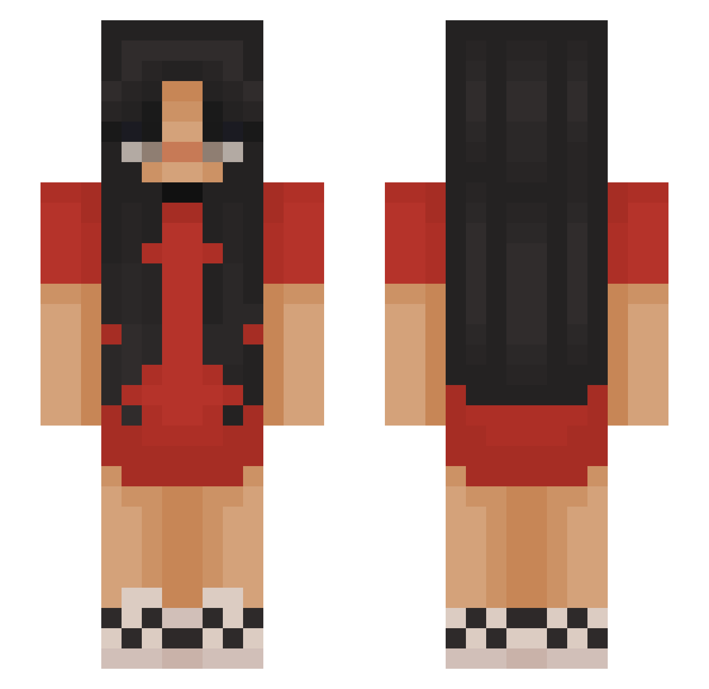 Canicide Minecraft skin, front and back view