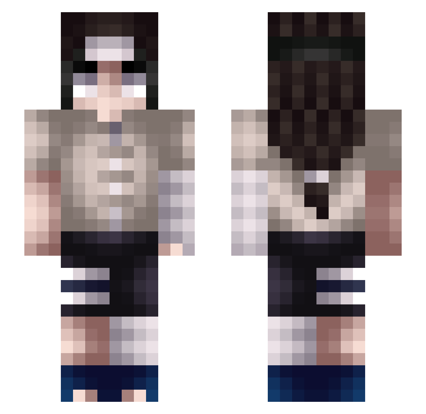 yinato Minecraft skin, front and back view