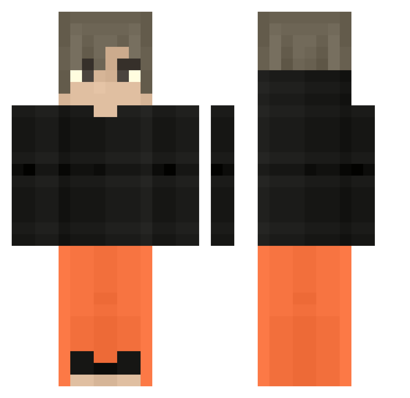 Solgray Minecraft skin, front and back view
