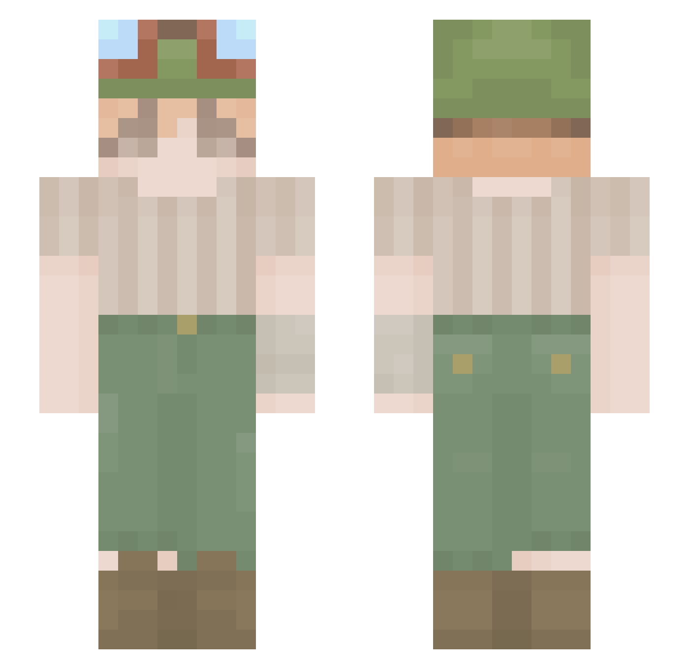 Aagust Minecraft skin, front and back view