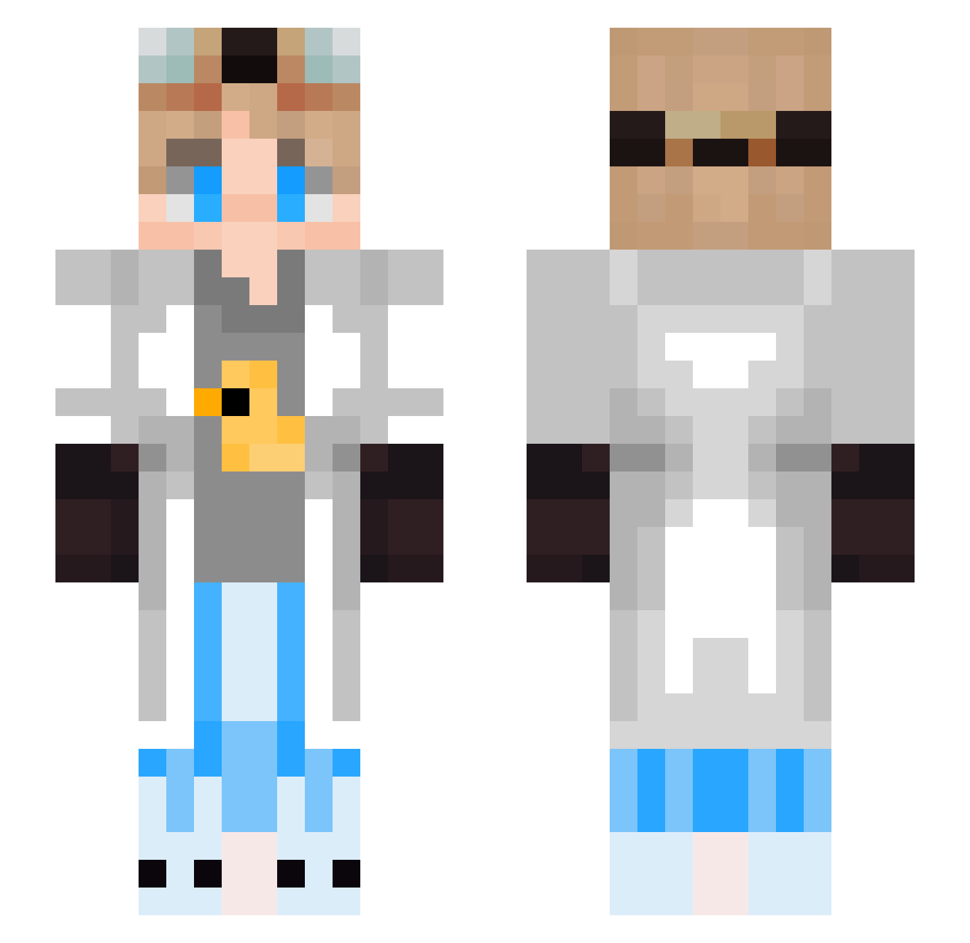 timizmik Minecraft skin, front and back view