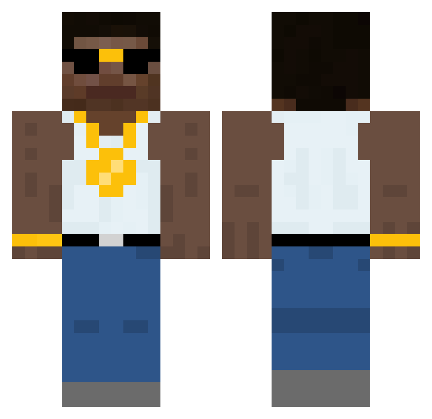 bigdikolas Minecraft skin, front and back view