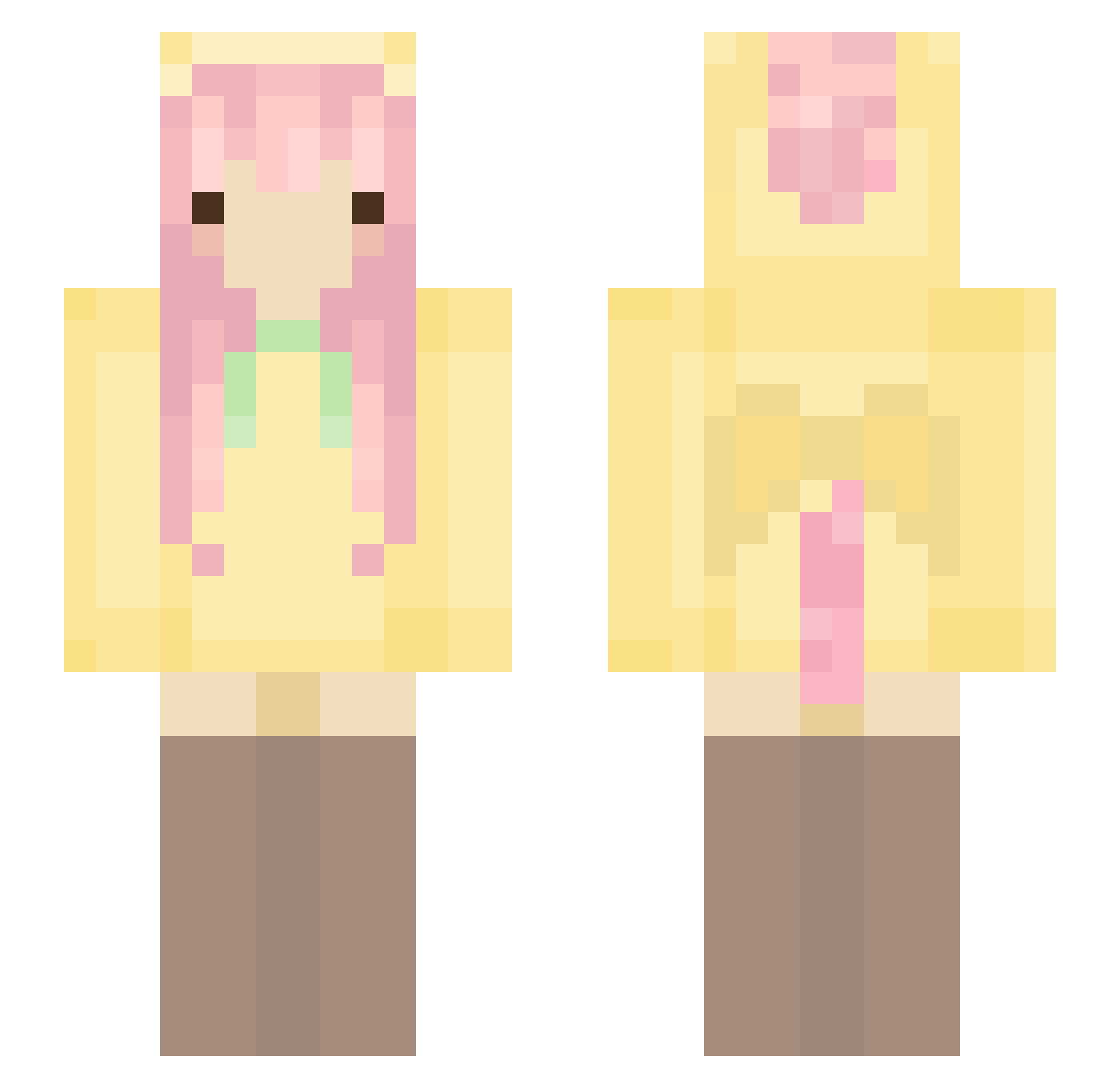Skyblocker Minecraft skin, front and back view