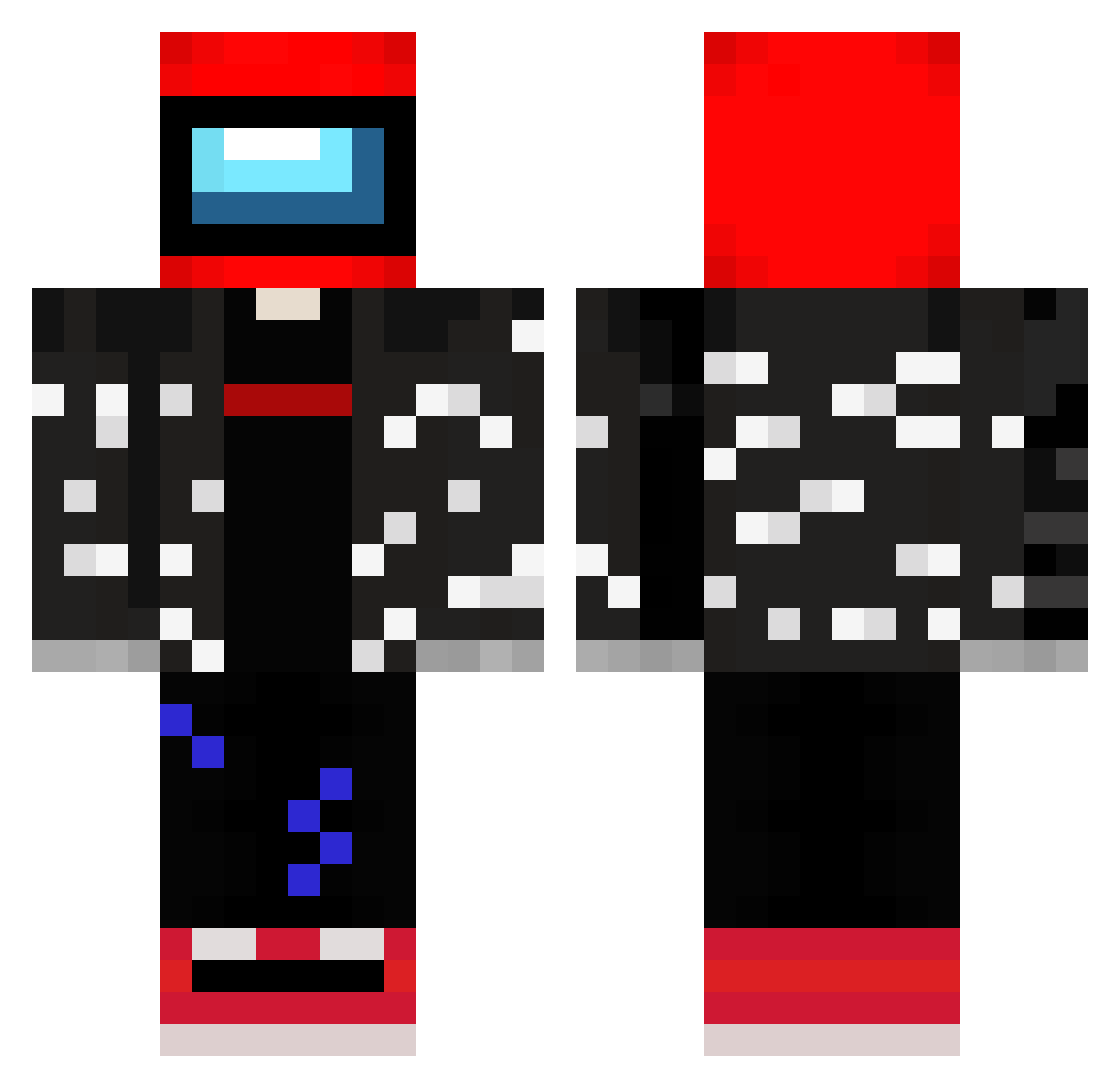 Tort3l Minecraft skin, front and back view