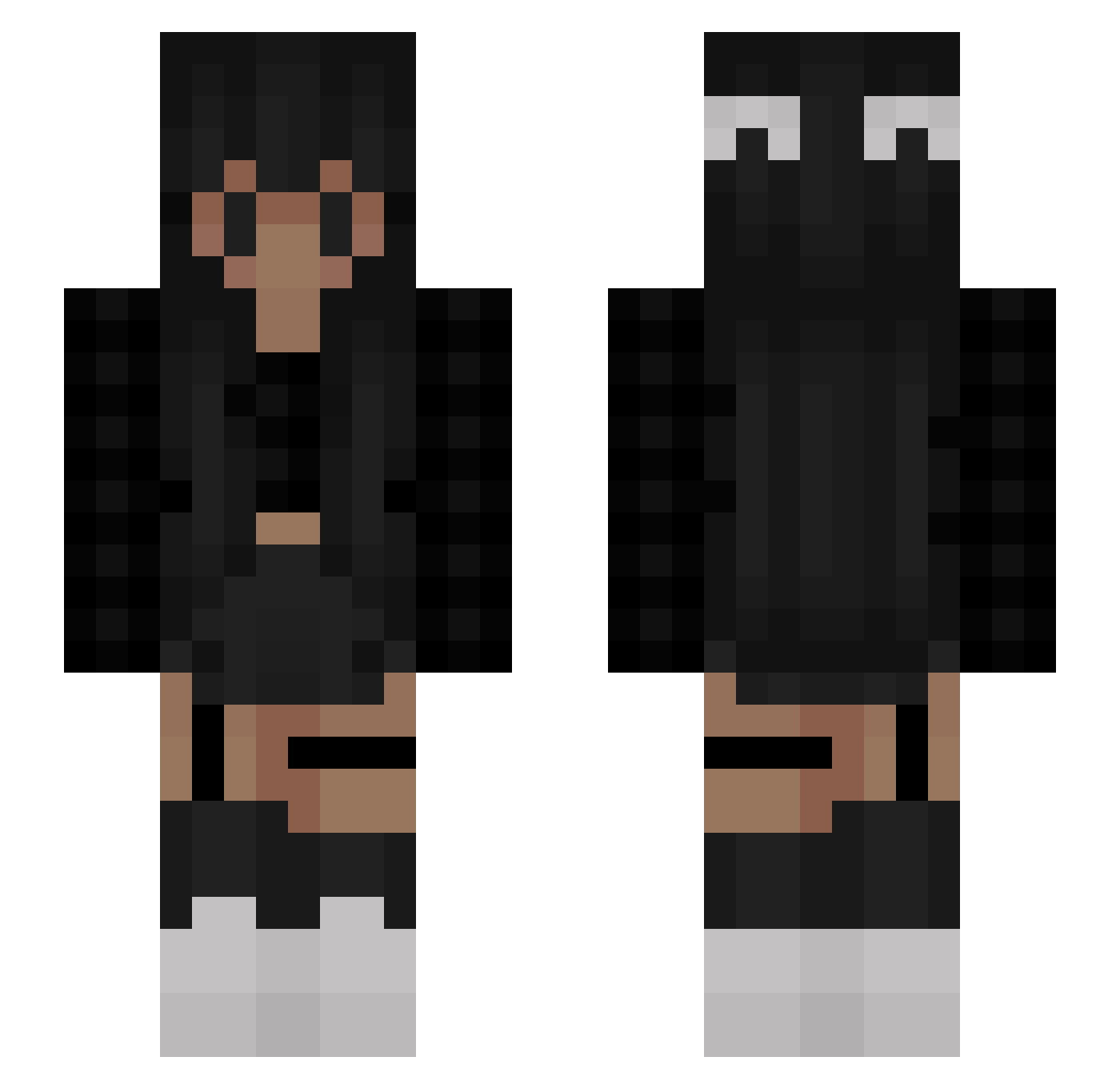 xraha Minecraft skin, front and back view