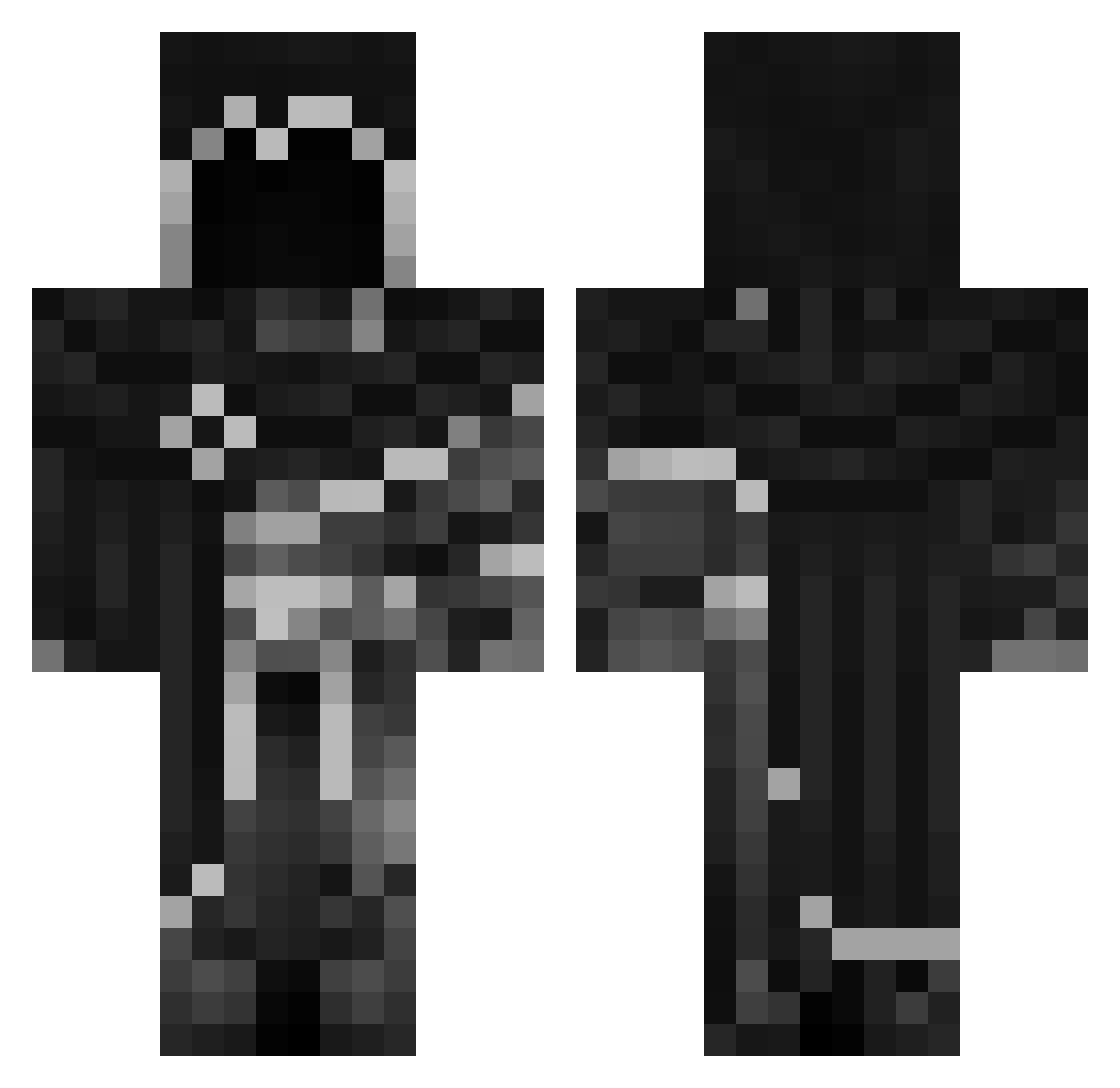xHxted Minecraft skin, front and back view