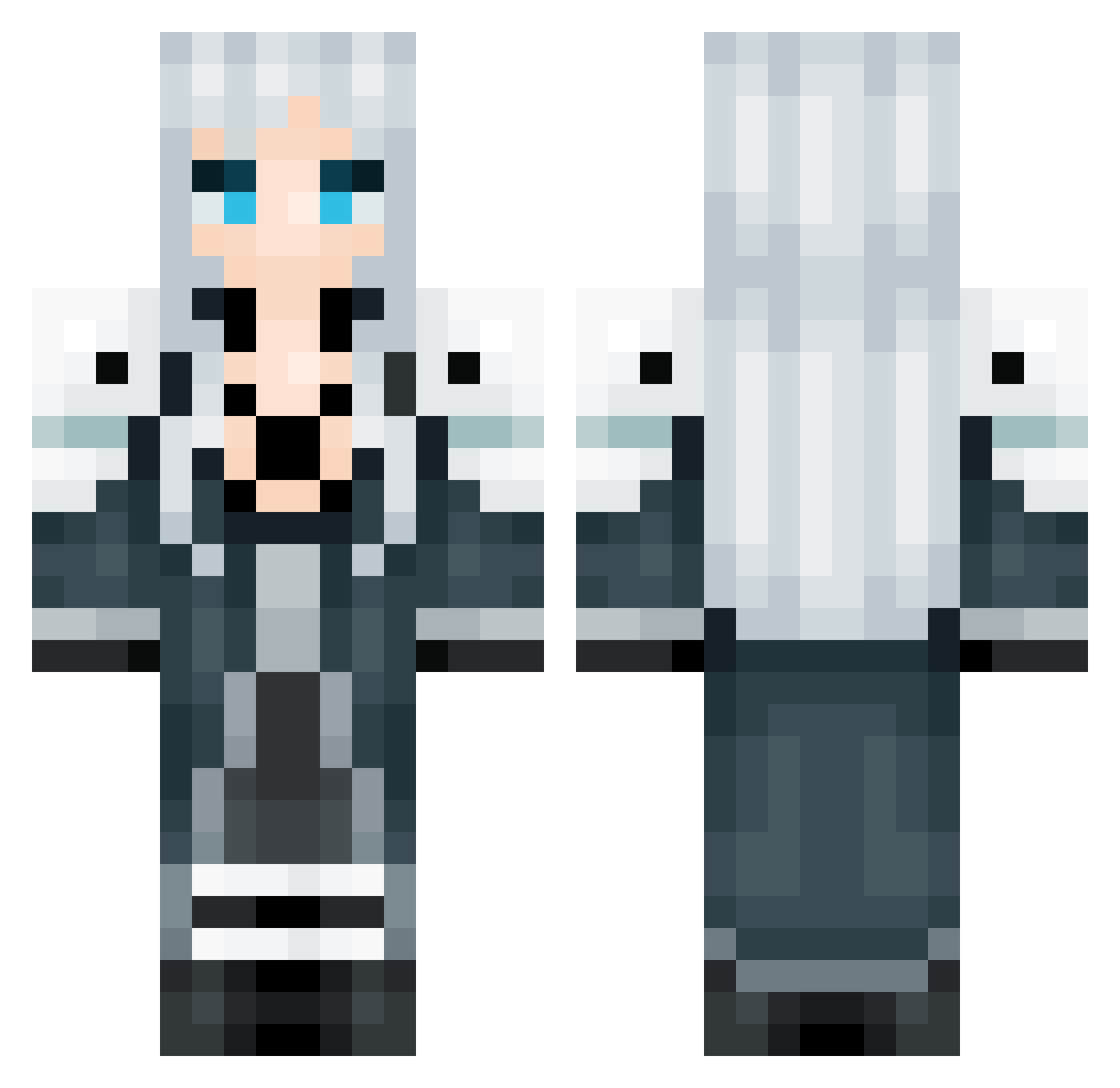 FrostyPuffz Minecraft skin, front and back view