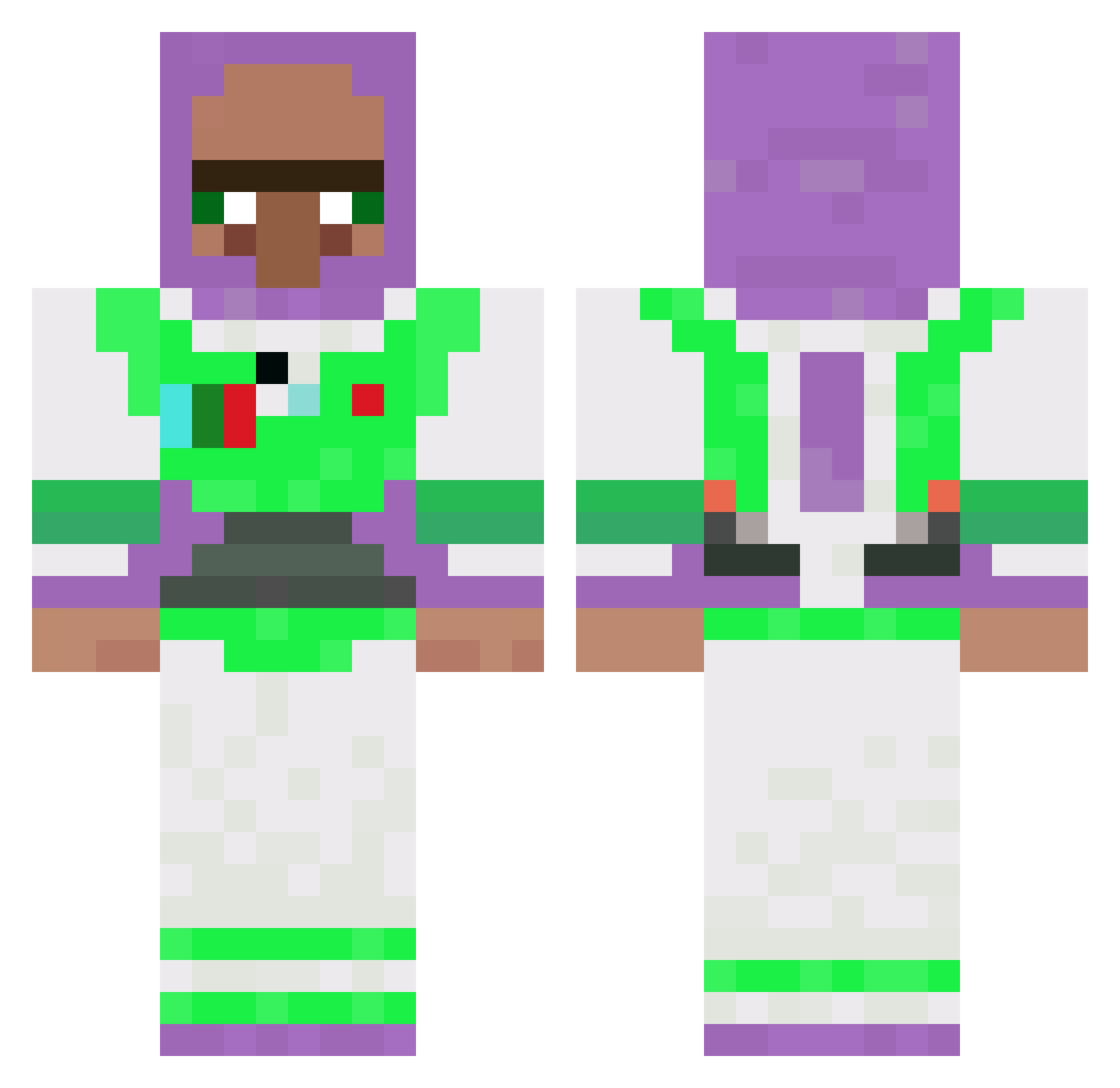 Zimpla Minecraft skin, front and back view