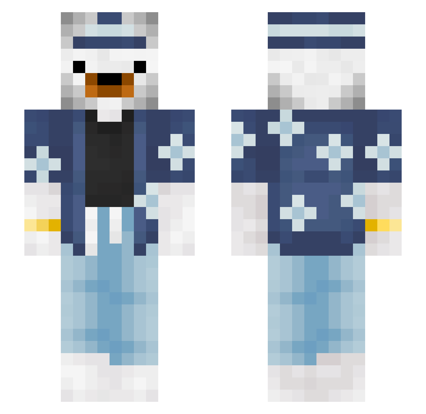 Sabsbubs Minecraft skin, front and back view