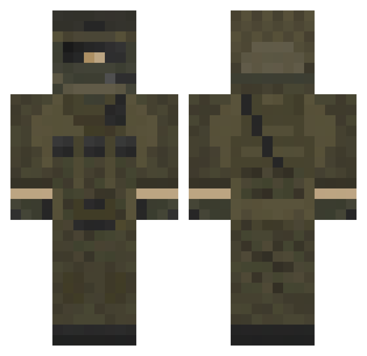 Combatant Minecraft skin, front and back view