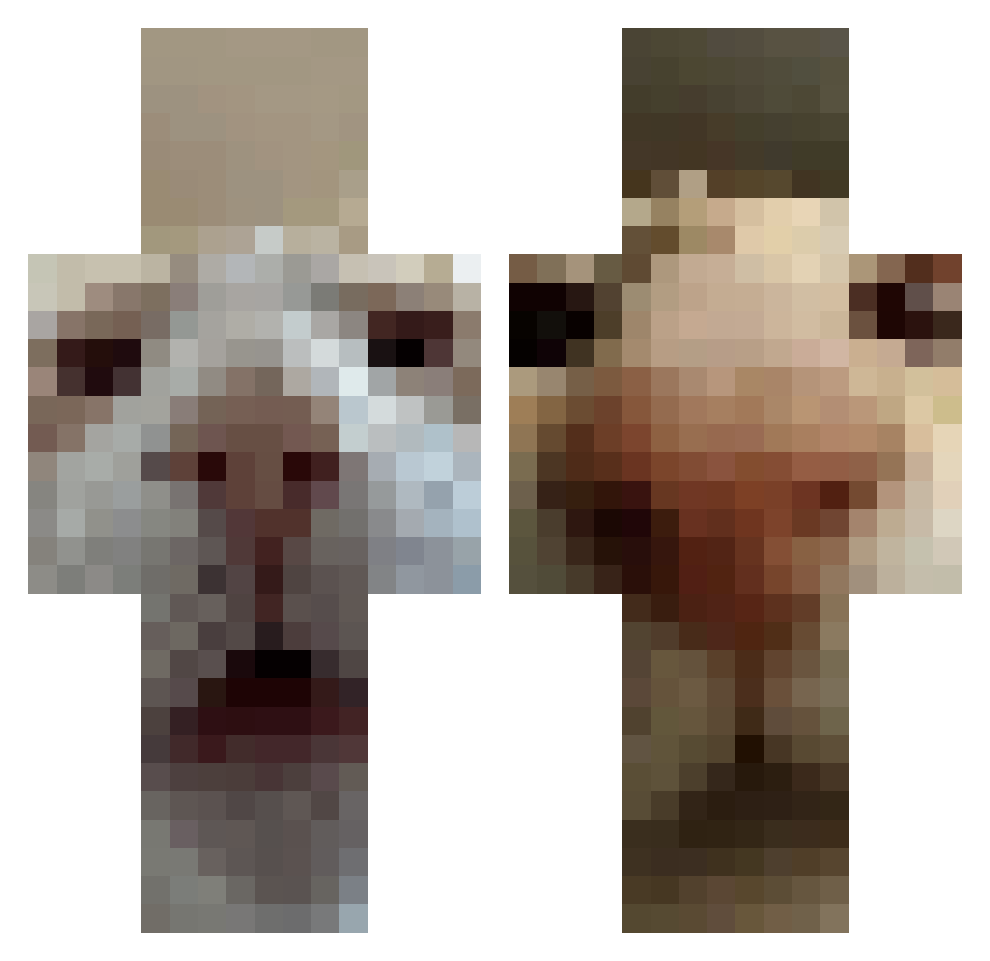 vdx5 Minecraft skin, front and back view