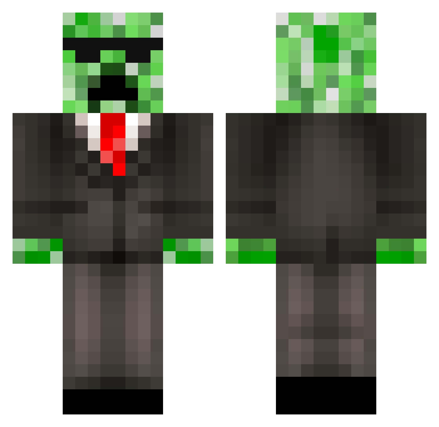 yixen Minecraft skin, front and back view