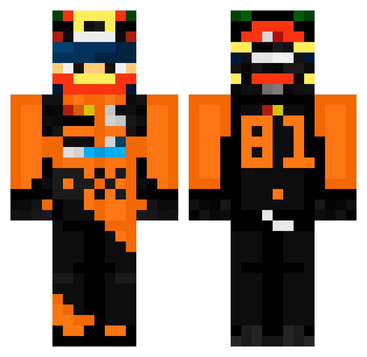 SkillzUser11 Minecraft skin, front and back view
