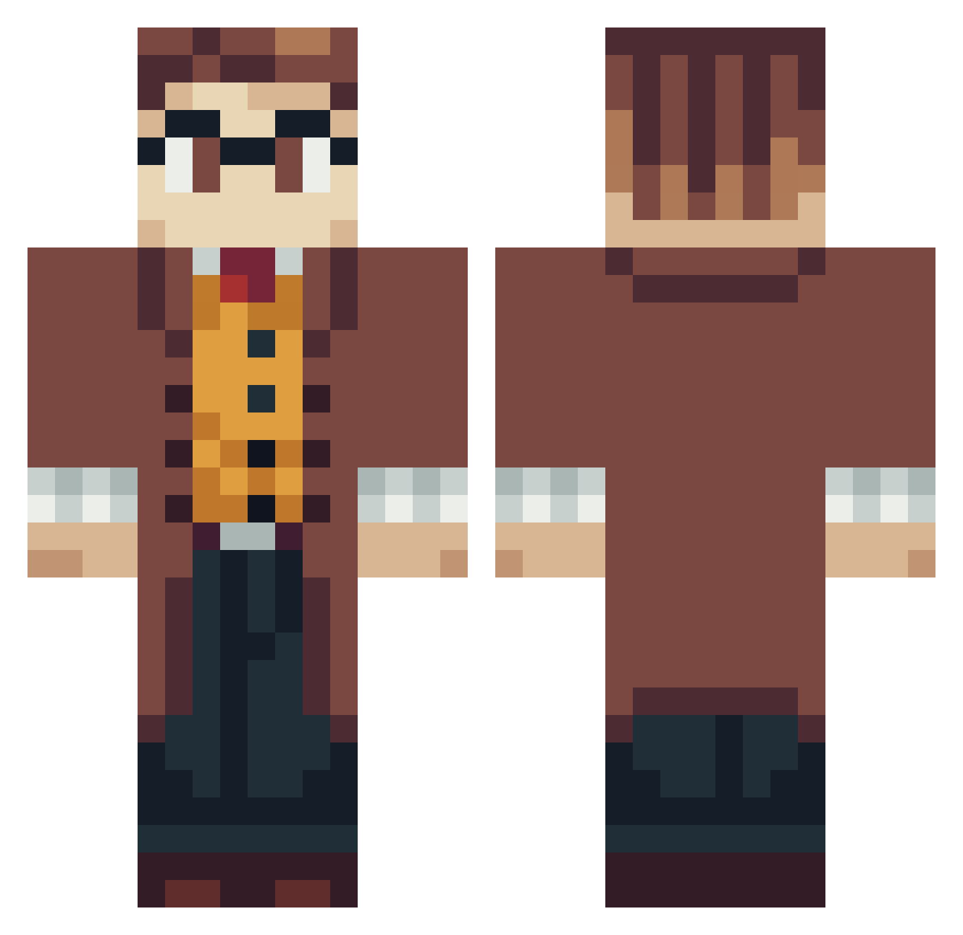 Edwinus Minecraft skin, front and back view