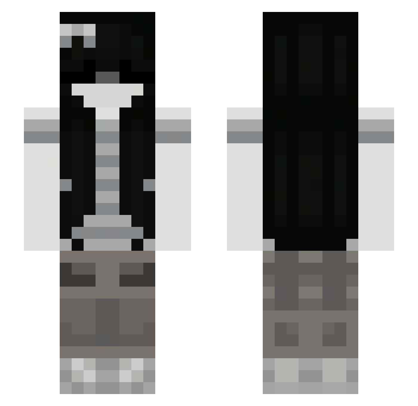 skzva Minecraft skin, front and back view