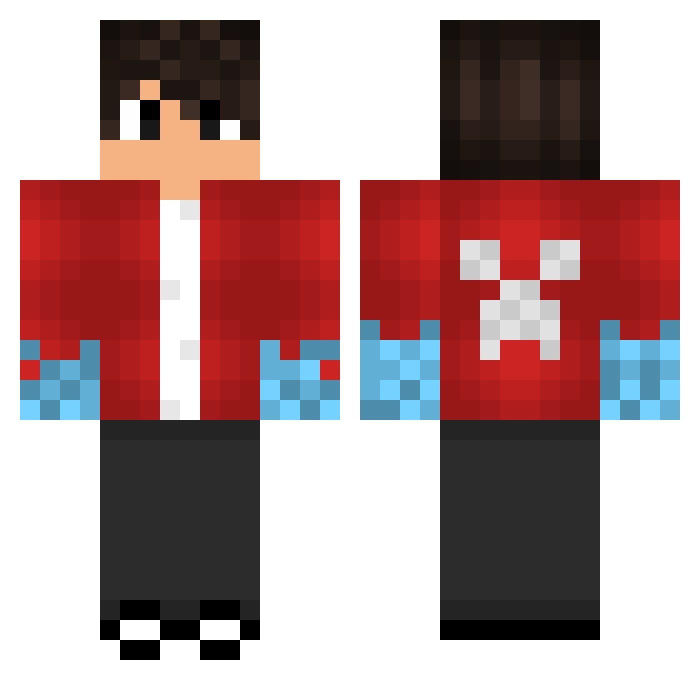 Storm1v1 Minecraft skin, front and back view