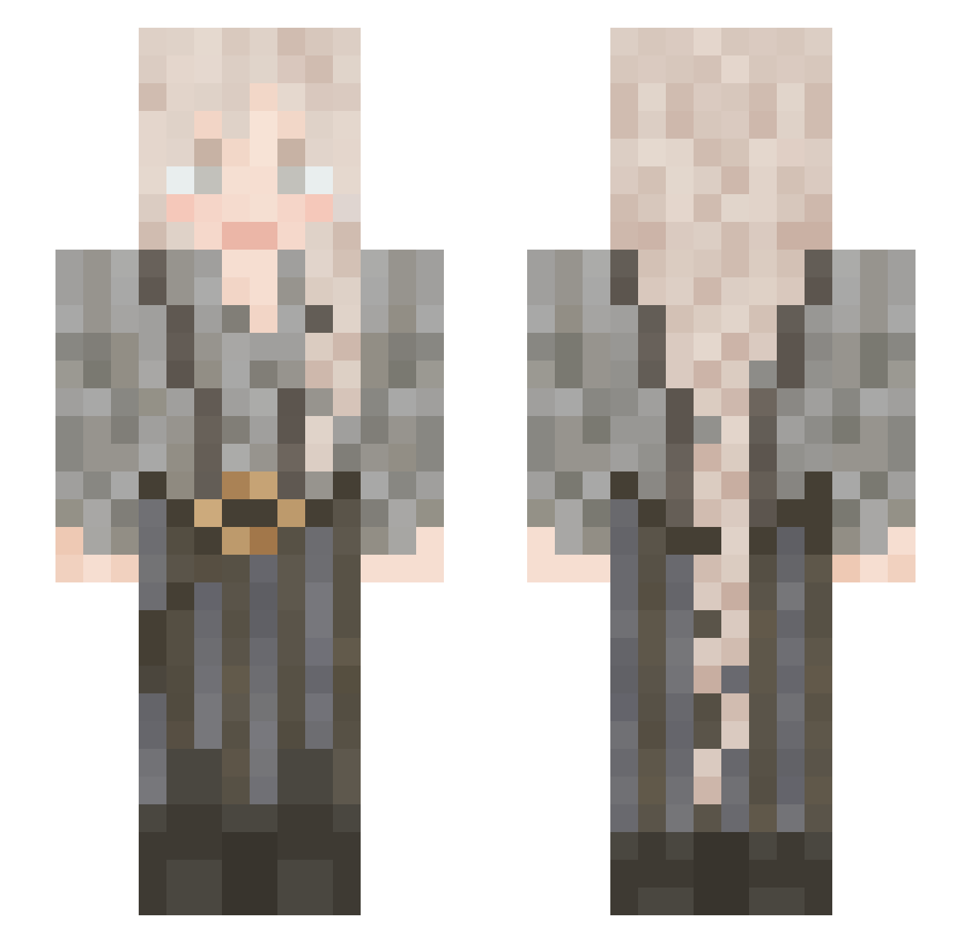 Volstro Minecraft skin, front and back view