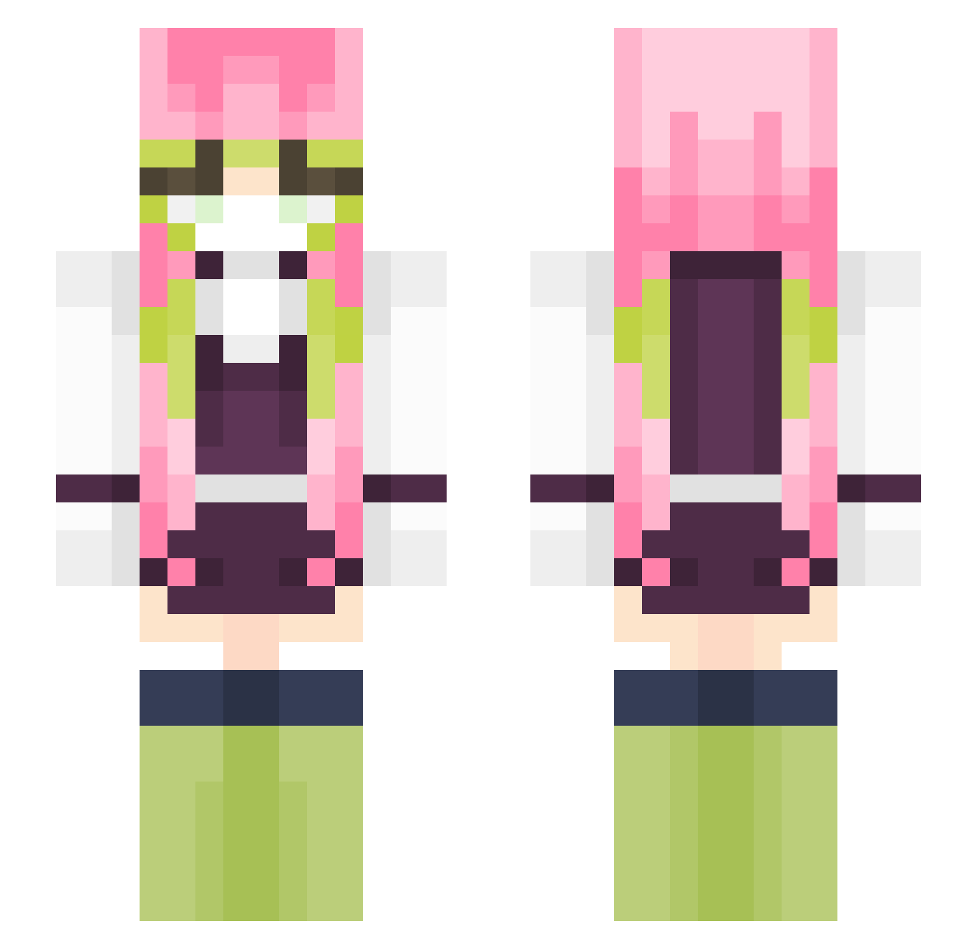 lesseth Minecraft skin, front and back view