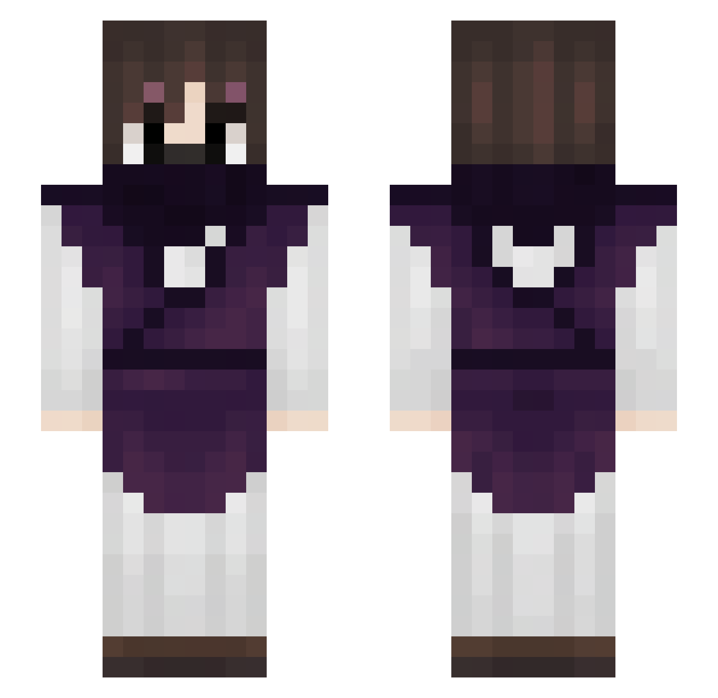 Unorino Minecraft skin, front and back view