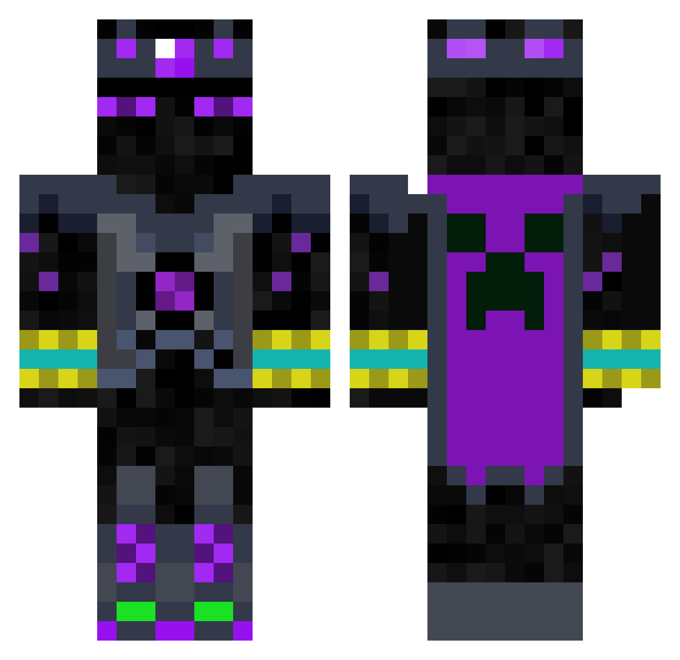 enderglas Minecraft skin, front and back view