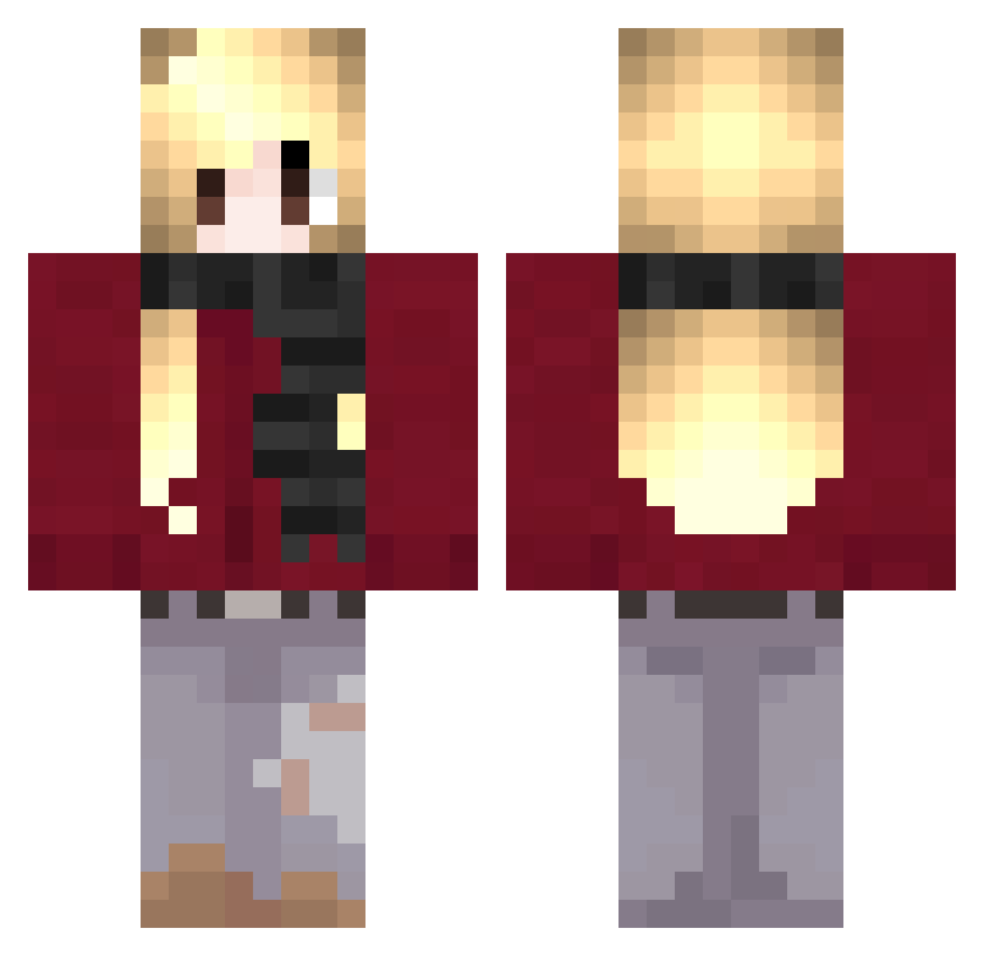 BenjaminPavlon Minecraft skin, front and back view