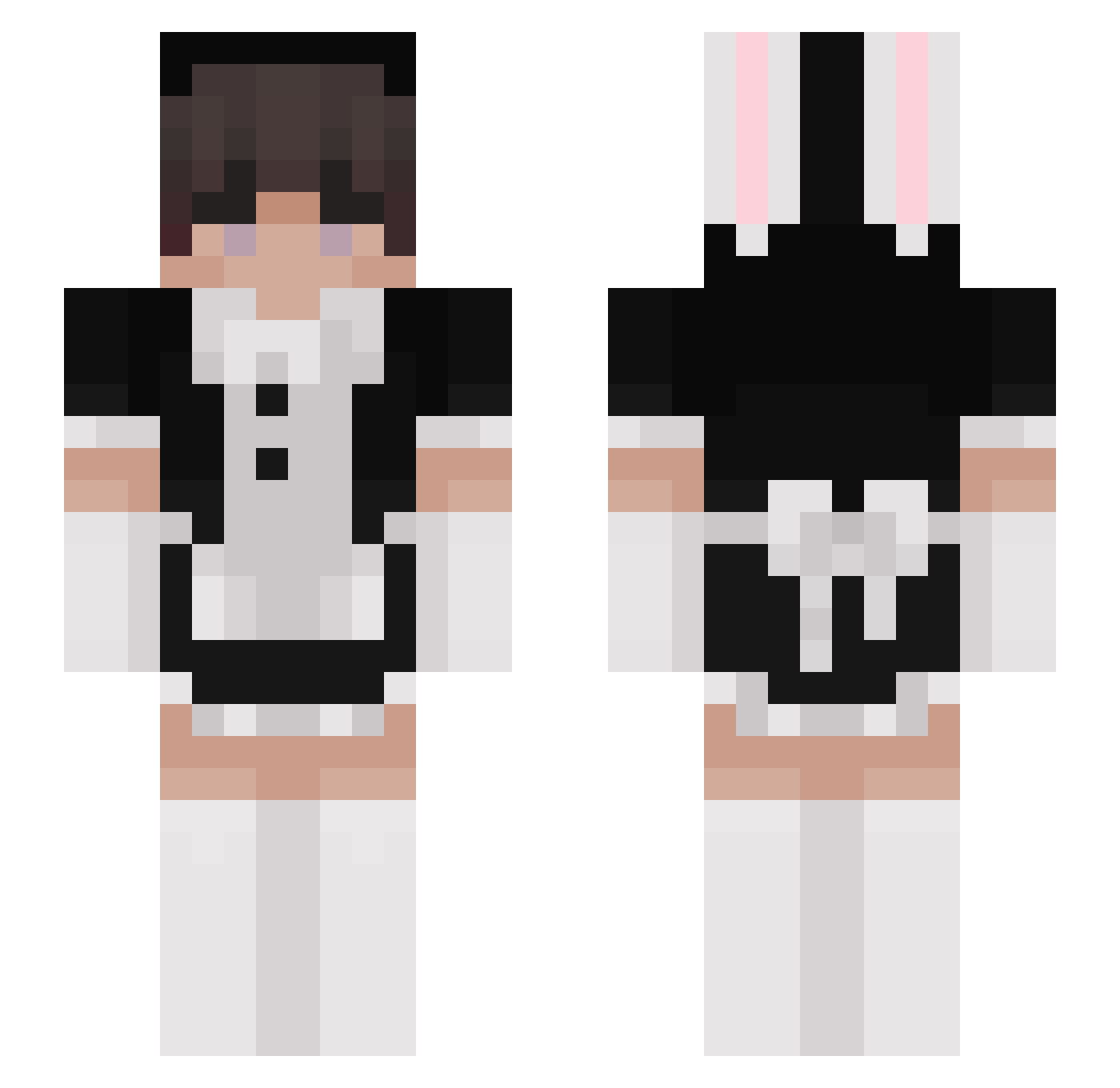 NecronsFemboy Minecraft skin, front and back view