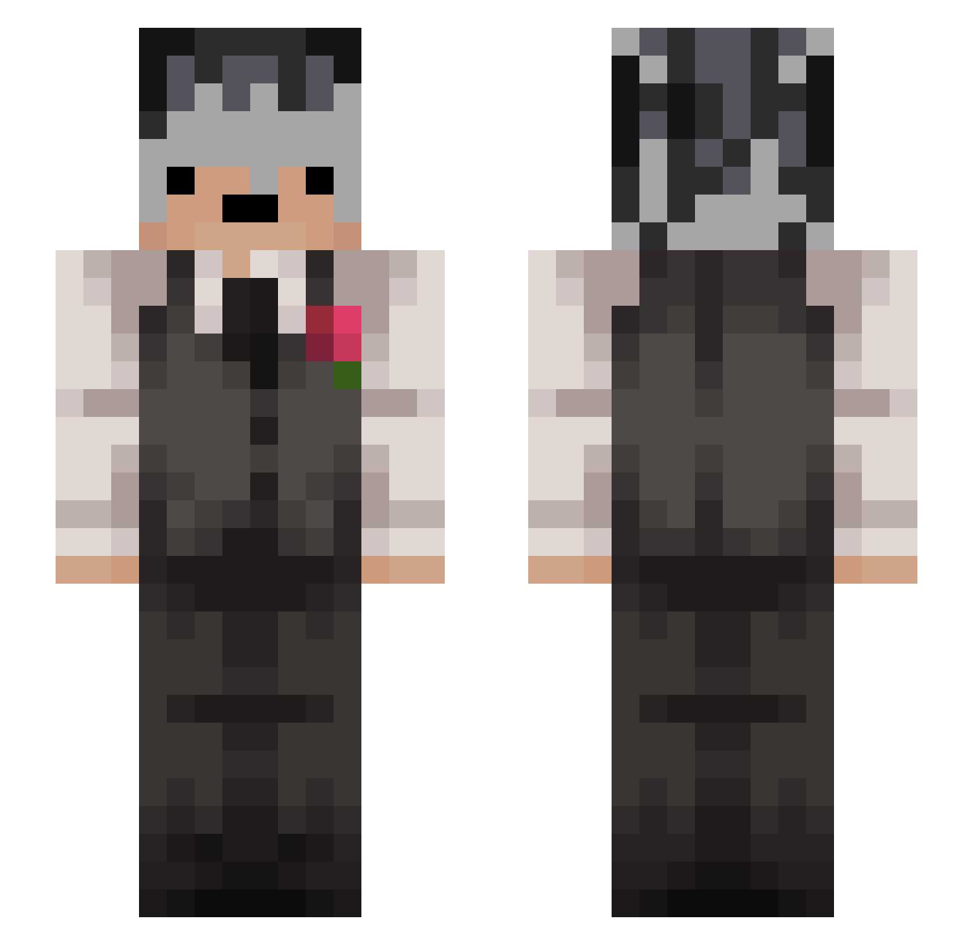 Chr0shr00m Minecraft skin, front and back view