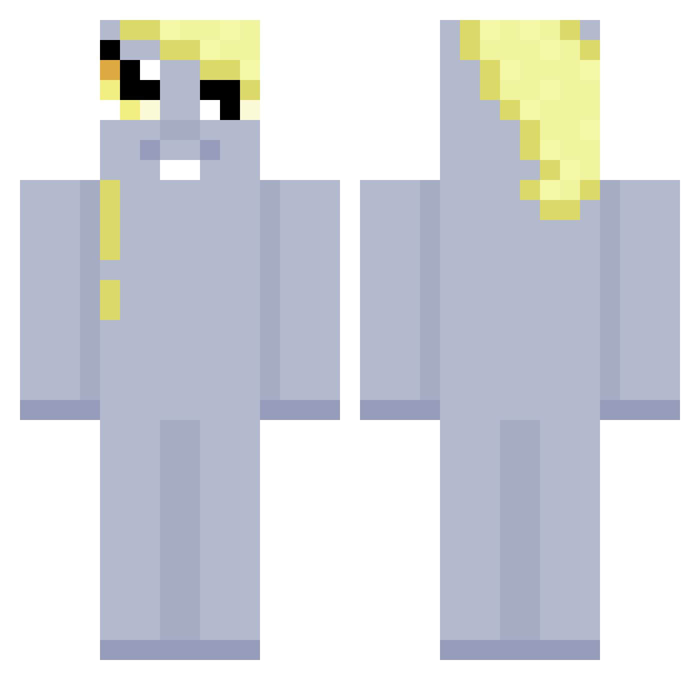 RainbowRoadtrip Minecraft skin, front and back view
