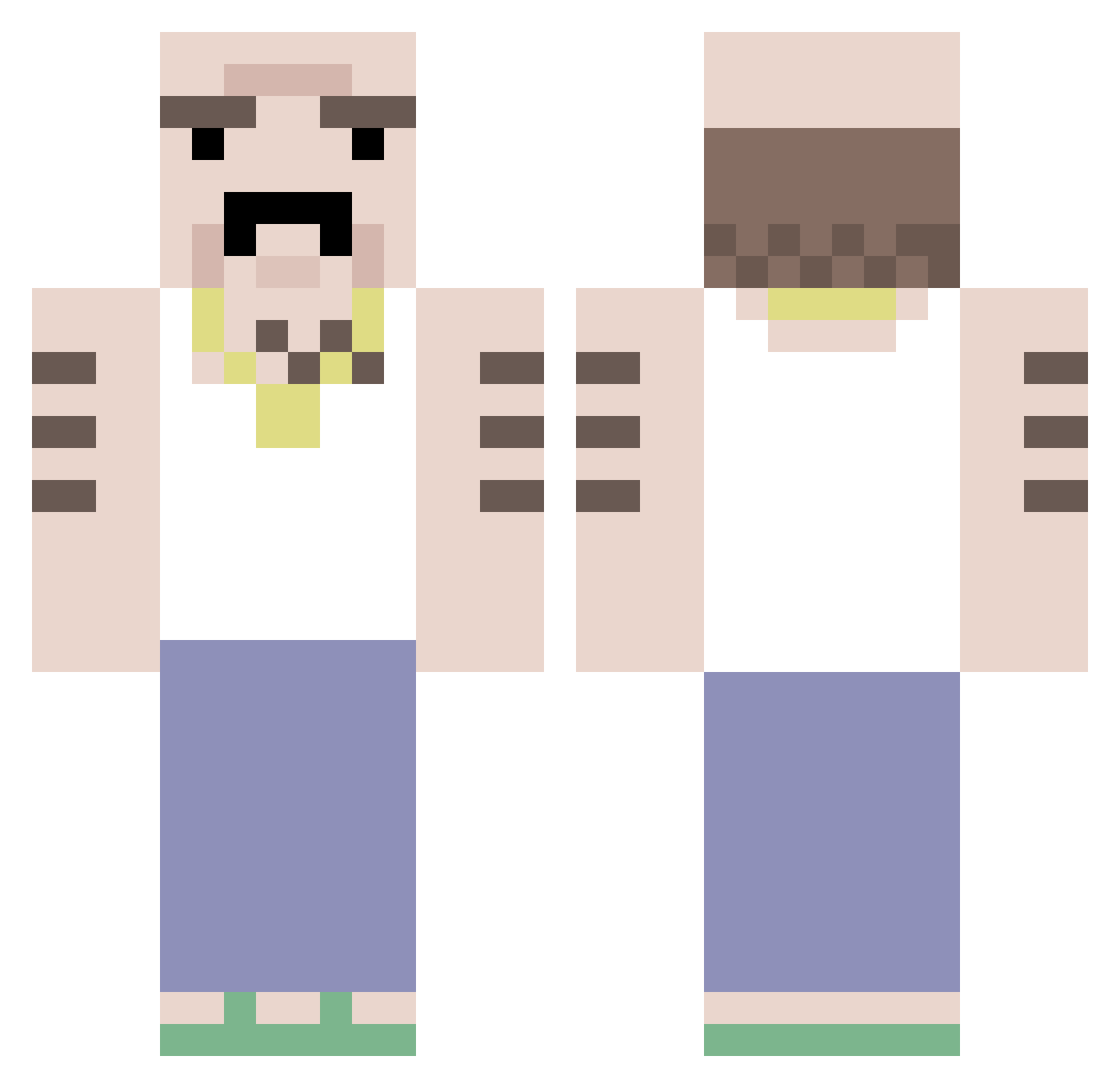 DarkSlugX Minecraft skin, front and back view