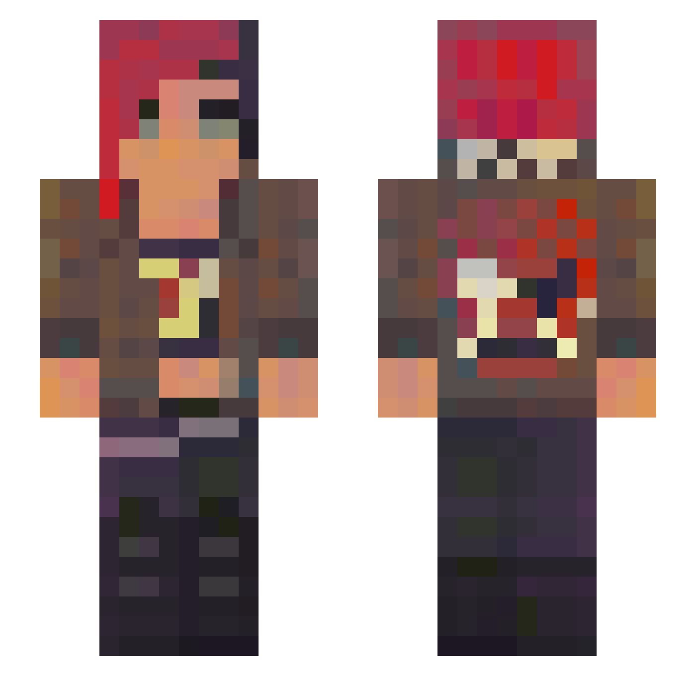 Redof Minecraft skin, front and back view