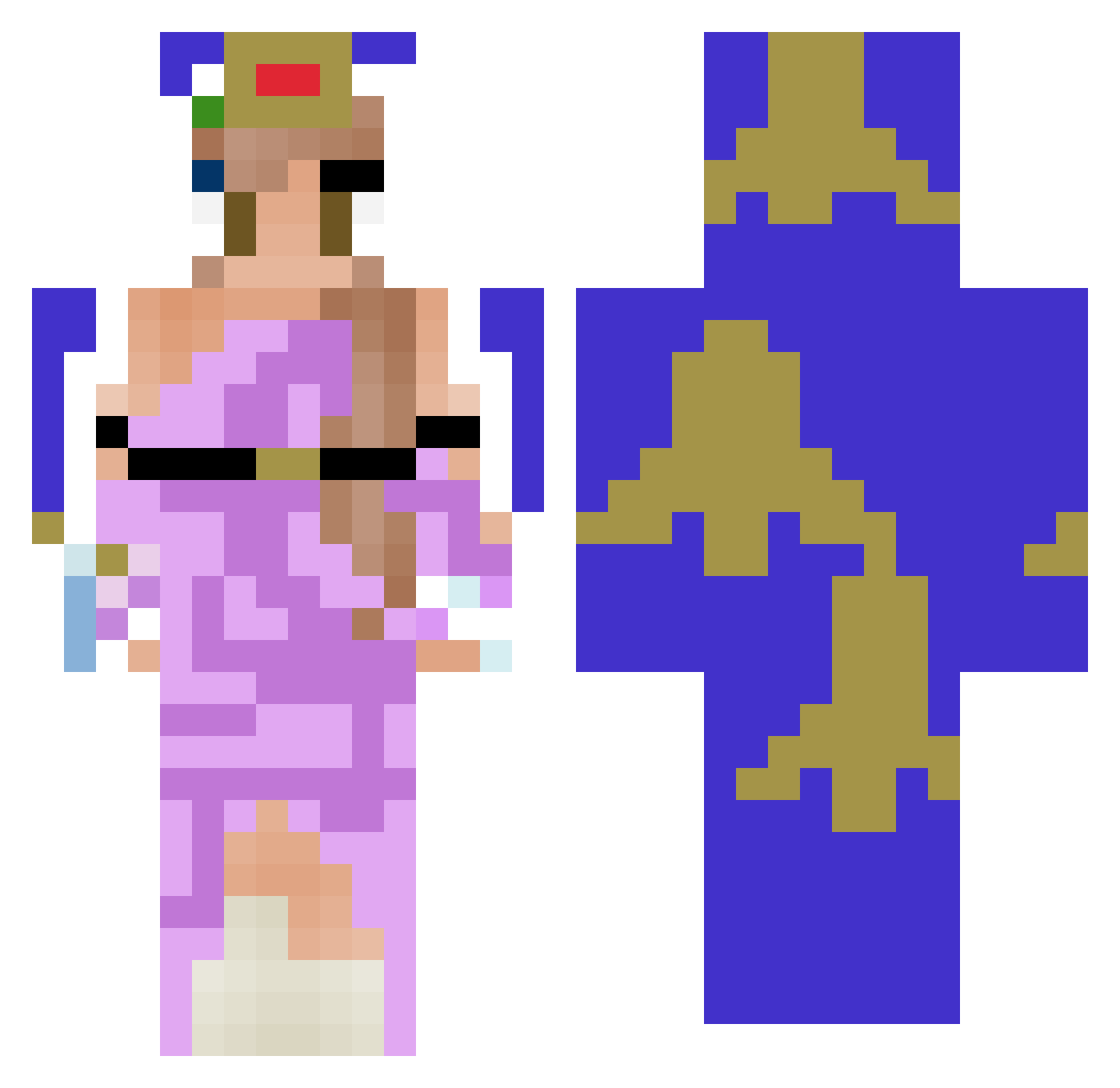 Galaxia456 Minecraft skin, front and back view