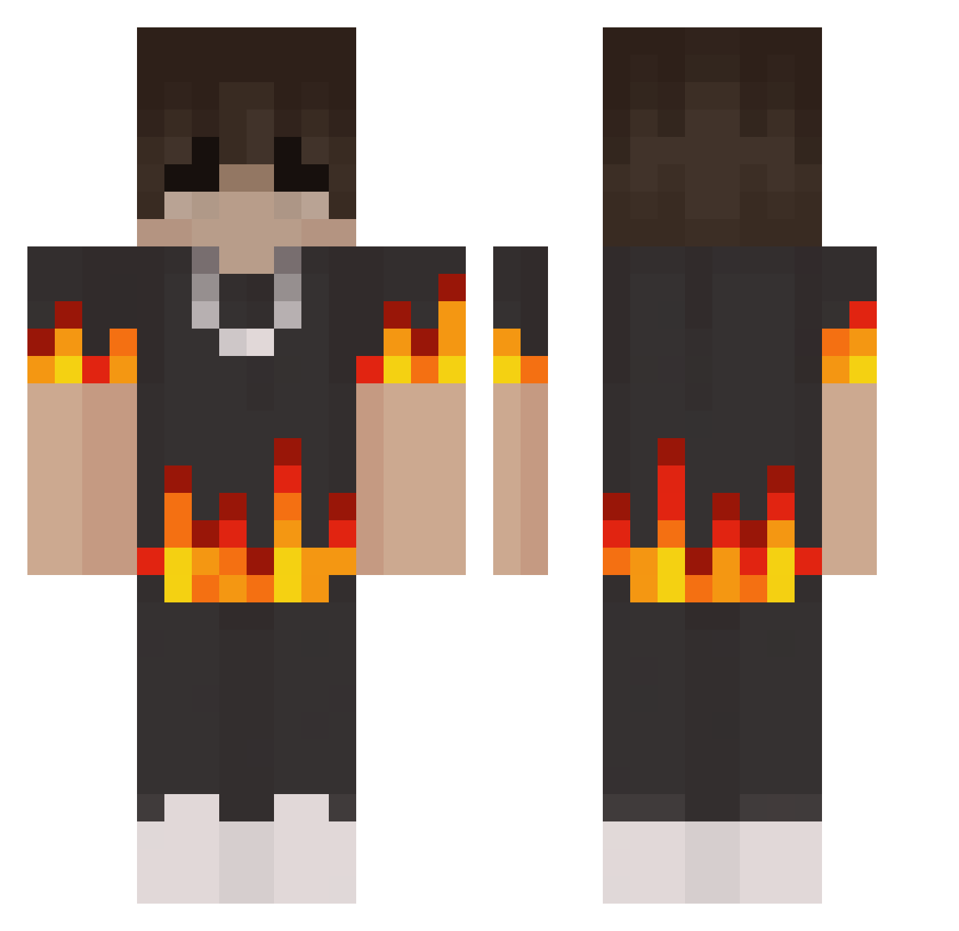 CharzyX Minecraft skin, front and back view