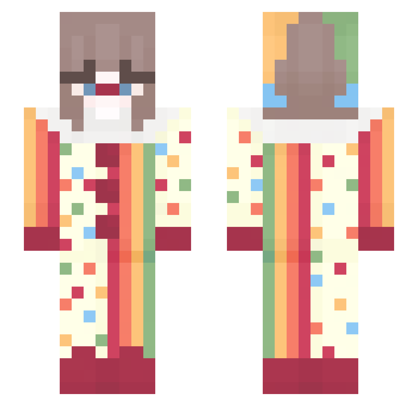 DecrescentMilk Minecraft skin, front and back view