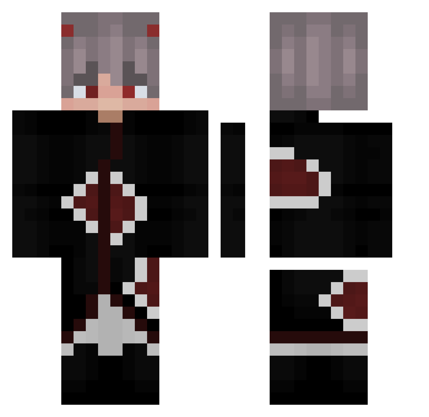 PiggyIsSweg Minecraft skin, front and back view