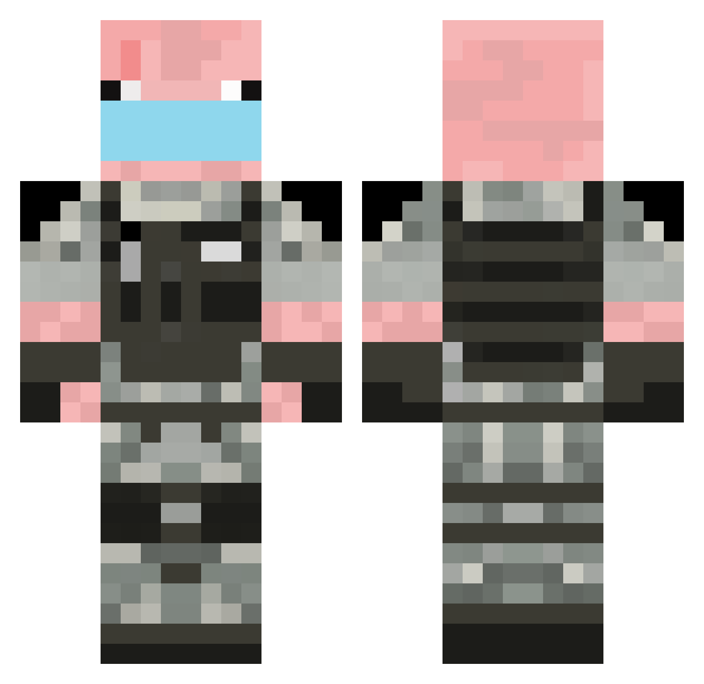 Uplayer Minecraft skin, front and back view