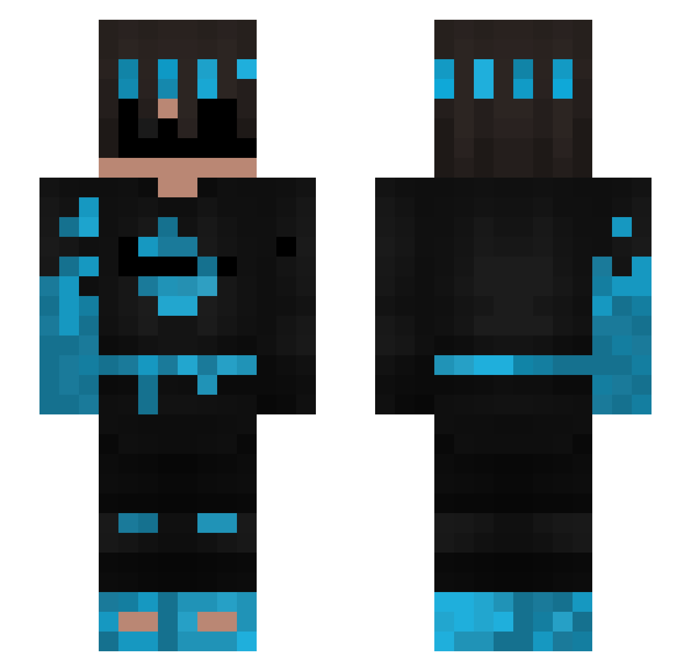 IcedFragments Minecraft skin, front and back view