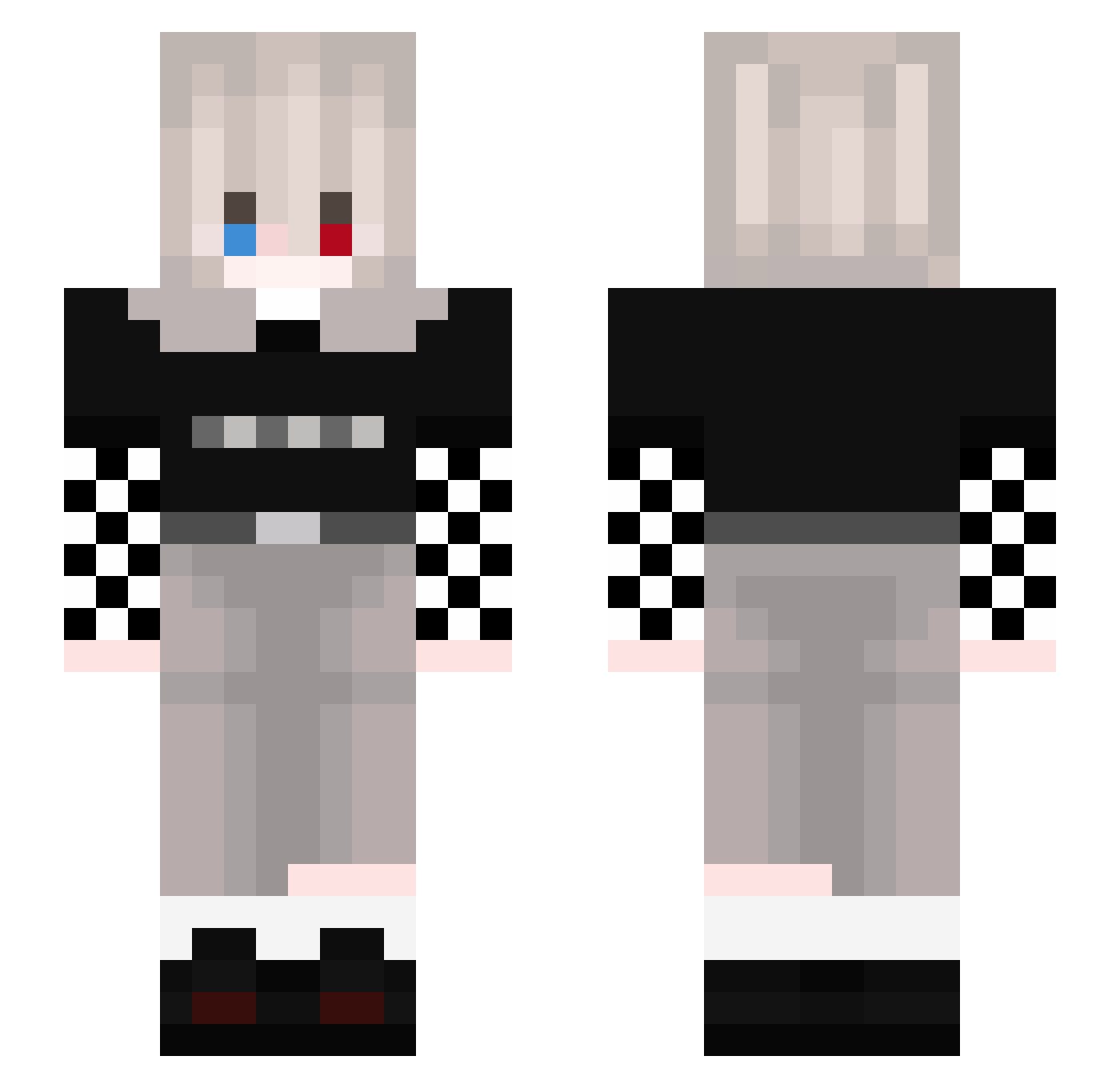 Nihakii Minecraft skin, front and back view