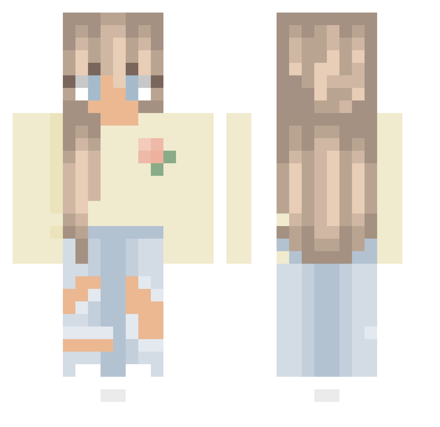xChanelx Minecraft skin, front and back view