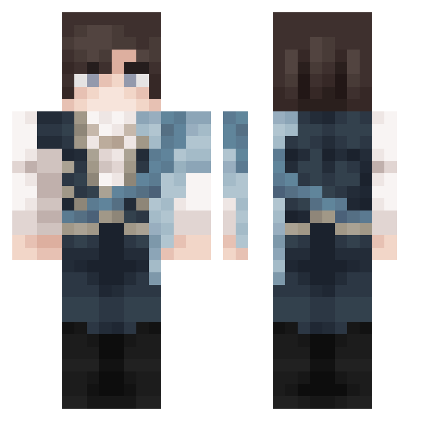 Hajbluck Minecraft skin, front and back view